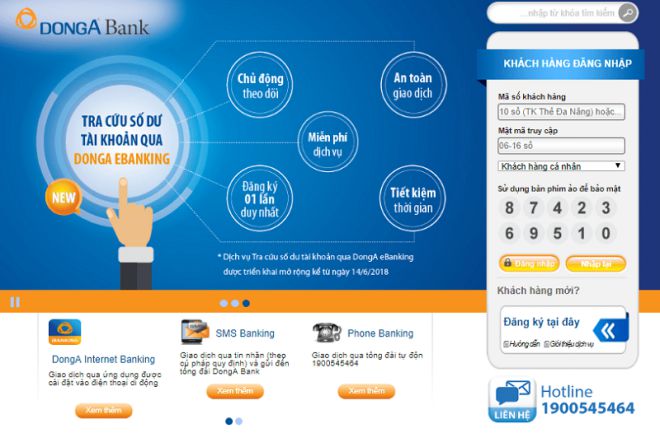 Kiểm tra số dư tài khoản ngân hàng Đông Á qua Internet Banking